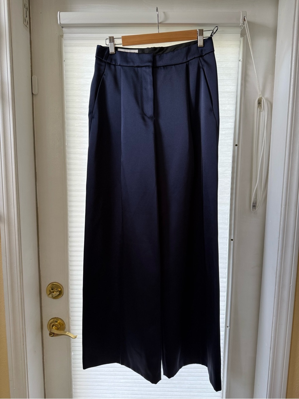 Zara Navy High-Waist Wide Leg Trousers